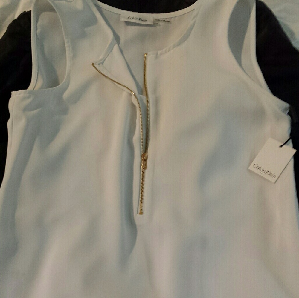 Calvin Klein white and gold dress top. Xs.